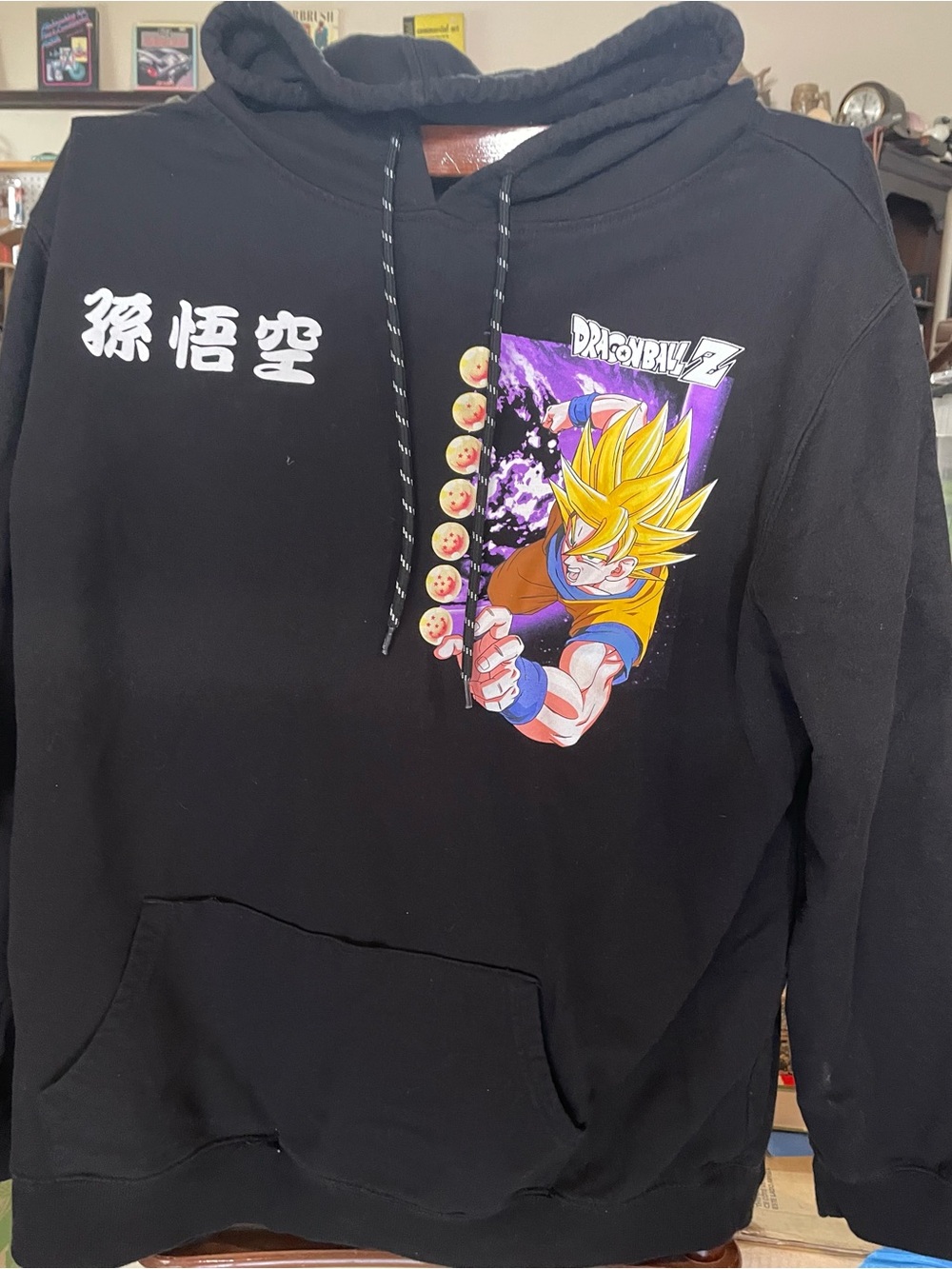 Black Dragon Ball Z Graphic Pullover Hoodie - Goku Design